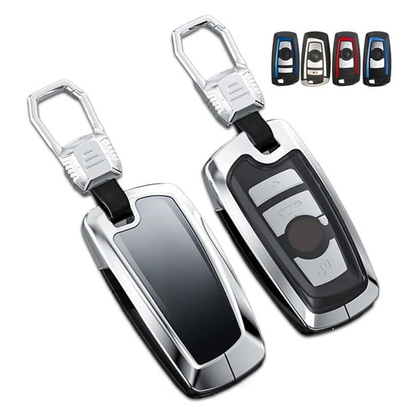 Zinc Alloy Gradient Glass Back Cover Key Fob Case Holder Shell Accessories Compatible for BMW 1 3 5 7 Series X1 X3 X5 X6 Z4 M4 M5 Smart Key Case