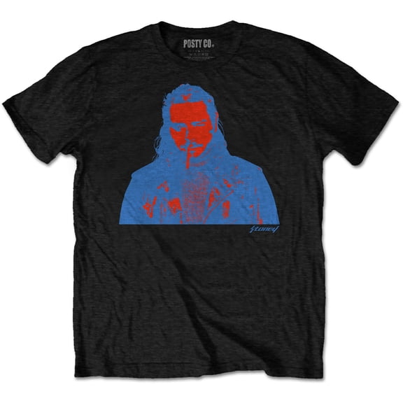 Men's Post Malone Red & Blue Photo Slim Fit T-shirt Small Black
