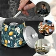 thumbnail image 4 of Yayeee Ashtray with Lid for Cigarette Smokeless Stainless Steel Home Ash Holder, Floral Lemon, 4 of 7