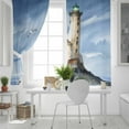 thumbnail image 5 of Fsddascl Beach Lighthouse Blackout Curtains for Bedroom/Living Room, Thermal Insulated Kitchen Curtains, Coastal Ocean Sky Birds Oil Painting Grommet Darkening Window Treatment Drapes 52"x63"x2, 5 of 6