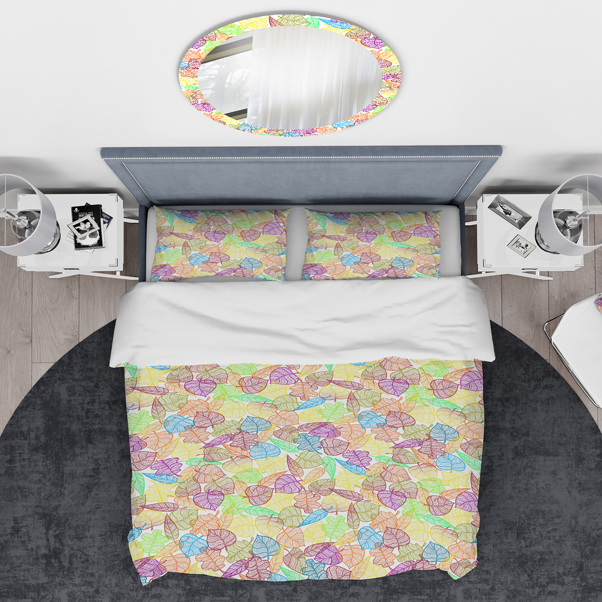 Designart 'Autumn Transparent Leaves Pattern' Modern & Contemporary Duvet Cover Set