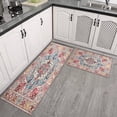 thumbnail image 3 of 2 Piece Bohemian Light Pink Carpet Rug Kitchen Rug Set, Decor Kitchen Rugs, Absorbent Non-Slip Washable Floor Mats, Home Indoor Runner Rugs 17"x47"+17"x30", 3 of 7