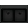 thumbnail image 2 of Gourmet Undermount Granite 33x22x9.5 0-Hole Double Bowl Kitchen Sink in Black, 2 of 3