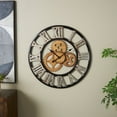 thumbnail image 2 of DecMode 30" Brown Metal Gear Wall Clock, 2 of 9