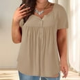 thumbnail image 2 of BLVB Womens Plus Size Tunic Tops to Wear with Leggings Summer Button V Neck Shirts Short Sleeve Pleated Flowy Basic Tees Blouses, 2 of 5