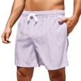 thumbnail image 4 of Huowey Men's Striped Swim Trunks Quick Dry Lightweight Board Shorts Elastic Drawstring Waist Casual Summer Swimwear For Beach Pool Vacation Breathable Shorts,M, 4 of 4
