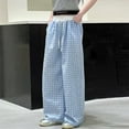 thumbnail image 2 of Ashirexll Wide Leg Pants, Summer Pants, 4-13Y Girls Pants Drawstring Elastic Waist Pants Summer Fashon Plaid Casual Trousers, 2 of 4