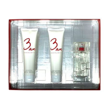 Sean John 3AM Gift Set For Men, EDT Cologne Spray 3.4 oz, After Shave Balm 5 oz, Shower Gel 5 oz