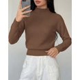 thumbnail image 2 of BTFBM Women’s Long Sleeve Sweaters Mock Neck Tops | Lightweight Knit Pullover Sweater,Basic Classic Daily Wear Fall Fashion,Winter Layer Clothes,Business Casual Outfits, 2 of 8