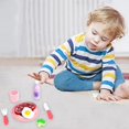 thumbnail image 5 of Puntoco Juego de cocina de madera con comida occidental para niños, juego de simulación con huevos, filetes y utensilios para juegos de rol y aprendizaje temprano, 5 of 5