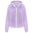thumbnail image 4 of Gubotare Jacket for Girls Girls Jacket Fall Winter Warm Long Sleeve Thick Fuzzy Coat Trendy Cute Shaggy Outwear Comfy Tops Size 11-12,(Purple 11-12 Years), 4 of 6