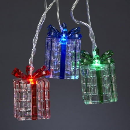 set of 10 battery operated red green and blue led present set of 10 battery operated red green and blue led present