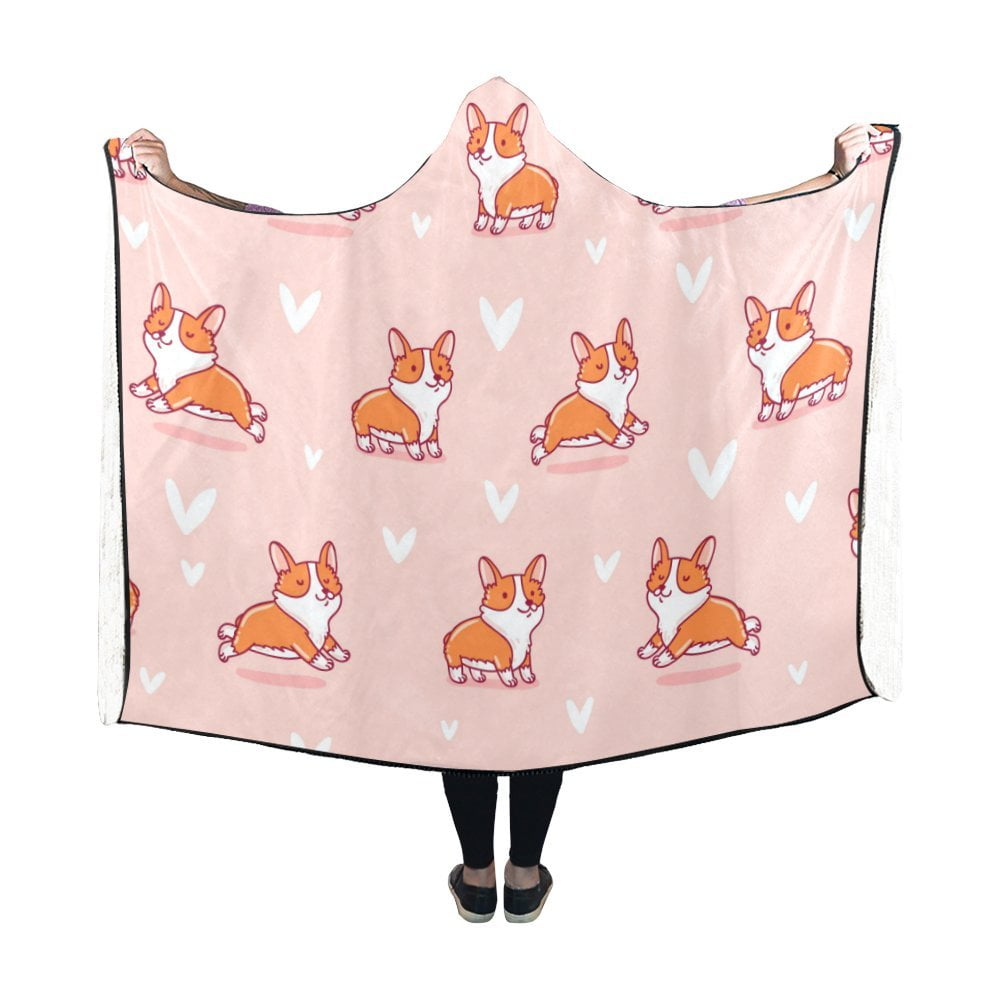 ASHLEIGH Hooded Throw Wrap Cute on Pink Wearable Hooded Blanket