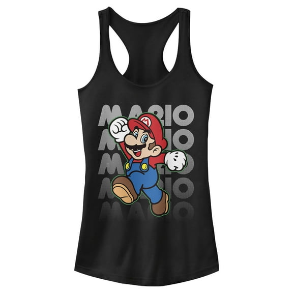 Junior's Nintendo Super Mario Jump  Racerback Tank Top Black X Large