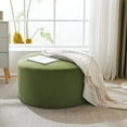 thumbnail image 3 of Newest 30.5" Round Velvet Ottoman in Olive Green - Plush Foam Filled, Multi-Functional Accent for Living Room Decor​, 3 of 16