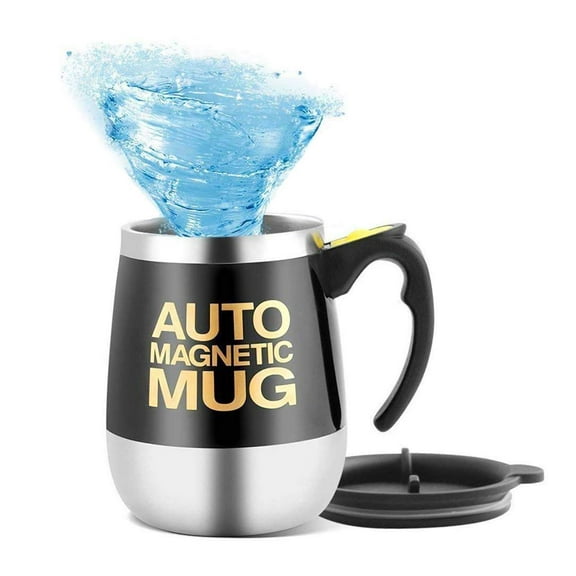 Mengshen Self Stirring Mug Coffee Cup /Auto Magnetic Mixing Tea Hot Chocolate Cocoa Protein 450ml A006M Black