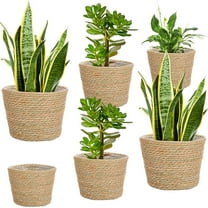 6 Pcs Seagrass Planter Basket Flower Pots Cover Plant Baskets Hand Woven Plant Basket Storage Containers with Plastic Liners for Indoor Outdoor Flower Pots Decoration 10, 7, 8.3 Inch(Classic)