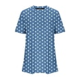 thumbnail image 5 of Fengqque Womens Tshirt Short Sleeve Summer Tops Crewneck Plus Size Polka Dot Basic Tee Shirts Blue-C S(S), 5 of 5