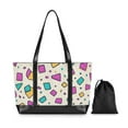 thumbnail image 7 of FORMRS Canvas Laptop Tote Bag for Women with 15.6" Computer Compartments Shoulder Handbag, Beige Retro Pattern, 7 of 7