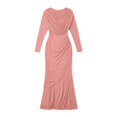 thumbnail image 5 of XIAONU Solid Mermaid Dress For Women Long Sleeve Cowl Neck Ruched Bodycon Evening Gown, 5 of 5