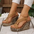 thumbnail image 5 of Viluyesy Womens Wedge Sandals, Open Toe Wide Width Ankle Strap Summer Casual Shoes Brown, 5 of 9