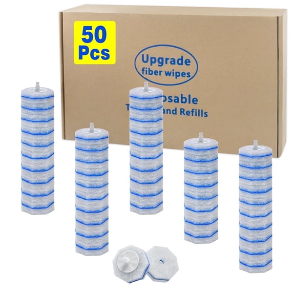 ZQZIQI Disposable Toilet Bowl Wand Refills, Unscented 3-Layer Deep Cleaning Replacement Heads, Compatible with Clorox Toilet Cleaning System Stain Removal，50-Count