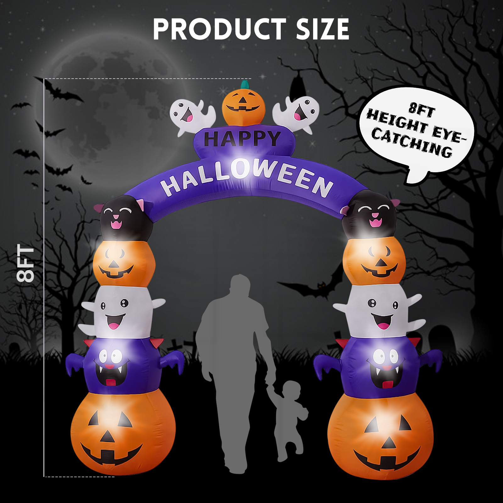 GVDV 8 Ft Halloween Inflatable Archway, Outdoor Decoration photo 3