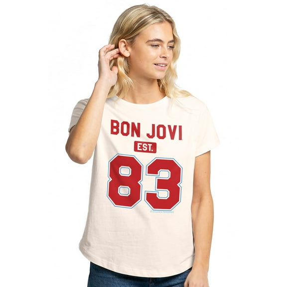 Bon Jovi Est 83 Women's Graphic T-Shirt Rolled Sleeve Tee