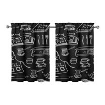 Vintage Kitchen Food Cooking Chef Tier Cafe Curtains for Bathroom Living RV Rod Pocket Window Drapes 36 Inch 2 Panels Set 28"x36" 2 Panels Window Treatment Tiers