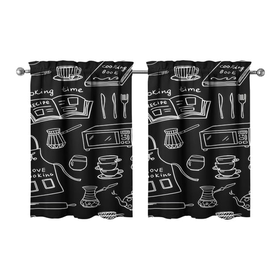 Vintage Kitchen Food Cooking Chef Tier Cafe Curtains for Bathroom Living RV Rod Pocket Window Drapes 36 Inch 2 Panels Set 28"x36" 2 Panels Window Treatment Tiers