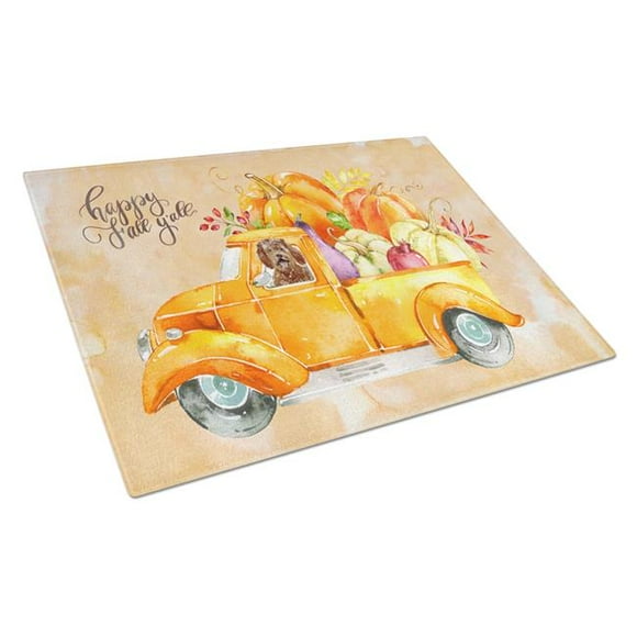 Carolines Treasures CK2623LCB Fall Harvest Labradoodle Glass Cutting Board - Large