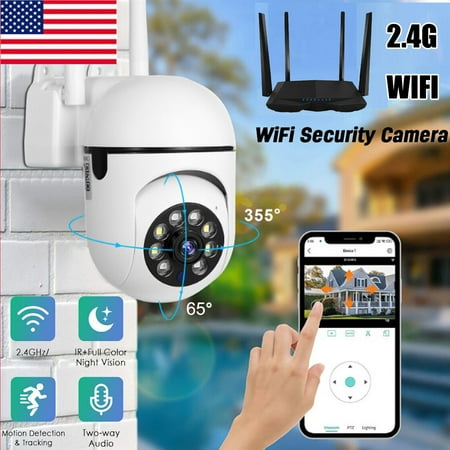 Dazone Wireless Camera Outdoor, 2.4 Ghz WIFI Home Security Camera, HD 360° Indoor Home Plug in Night Vision PTZ Smart 2g wifi Cam, 2 Way Audio, Motion Detection