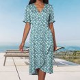 thumbnail image 7 of vigerkar Women's 2025 Summer Bohemian Floral Printed V Neck Beach Party Flowy Ruffle Midi Dress Sky Blue, L, 7 of 7