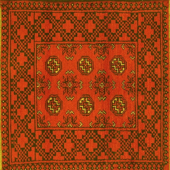 Ahgly Company Indoor Square Persian Yellow Traditional Area Rugs, 3' Square