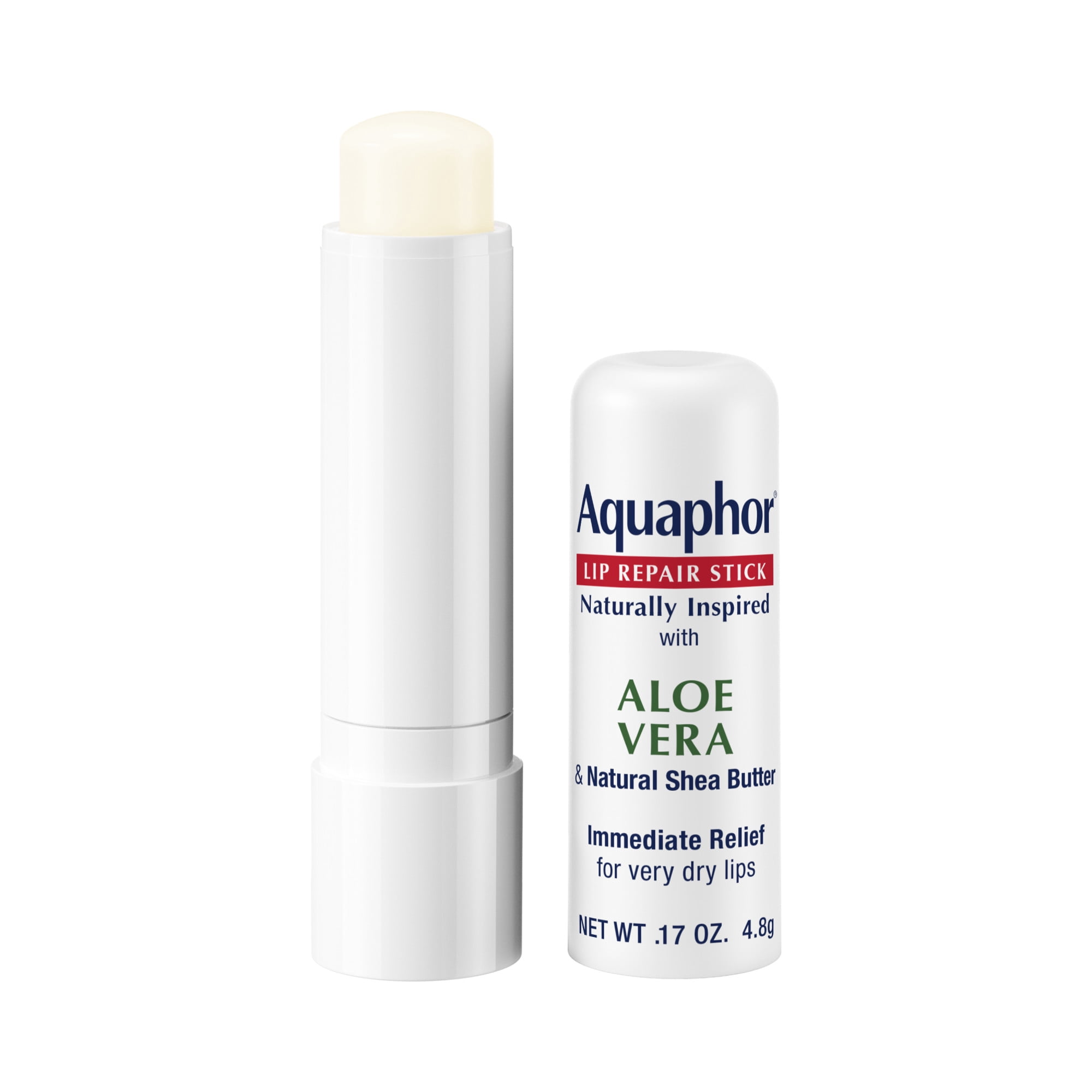 (3 pack) Aquaphor Naturally Inspired Lip Repair Balm Stick for Very Dry Lips with Aloe Vera, 0.17 oz, 2 Pack
