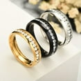 thumbnail image 6 of 6mm Stainless Steel Engagement Cz Band Men Women Wedding Ring Silver/Gold/Black, 6 of 8