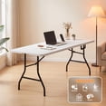 thumbnail image 3 of 6ft Folding Table - Heavy Duty Fold-in-Half Plastic Table, Portable Utility Tables with Steel Legs for Events, Camping, Indoor & Outdoor Use (White), 3 of 8