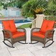 thumbnail image 4 of Socialcomfy Solid Print Rattan Outdoor Sturdy and Stable Rocking Chair, Orange (Set of 2), 4 of 7