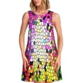 thumbnail image 1 of Balery Colorful Tie Dye Stained Glass 3 Vestidos de verano para mujer con estampado: vestido holgado sin mangas, vestido playero informal y cómodo para días calurosos., 1 of 7