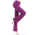 thumbnail image 2 of Grianlook Women Yoga Pants High Waist Leggings Solid Color Stretch Bottoms Straight Leg Ladies Tummy Control Elastic Waisted Full-length Plain Purple Red 2XL, 2 of 4