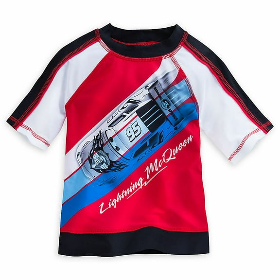 Disney Store Cars Lightning McQueen Rash Guard Swim Shirt Boy Size 5/6