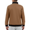 thumbnail image 4 of WTOBBY Men's Quarter Zip Collared Sweatshirt, Casual Long Sleeve Pullover with Pockets, Athletic Workwear Style Comfort,Light Brown 3XL, 4 of 7