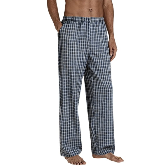 Plaid Pajama Pants for Mens Couples Lounge Pants Winter Warm Plush Lined Sleepwear Elastic Cozy Unisex Home PJ Pants Black L