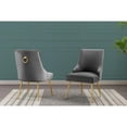 thumbnail image 2 of Set of 2 Dark Gray Velvet Upholstered Chairs with Iron Gold Chrome Legs, 2 of 2