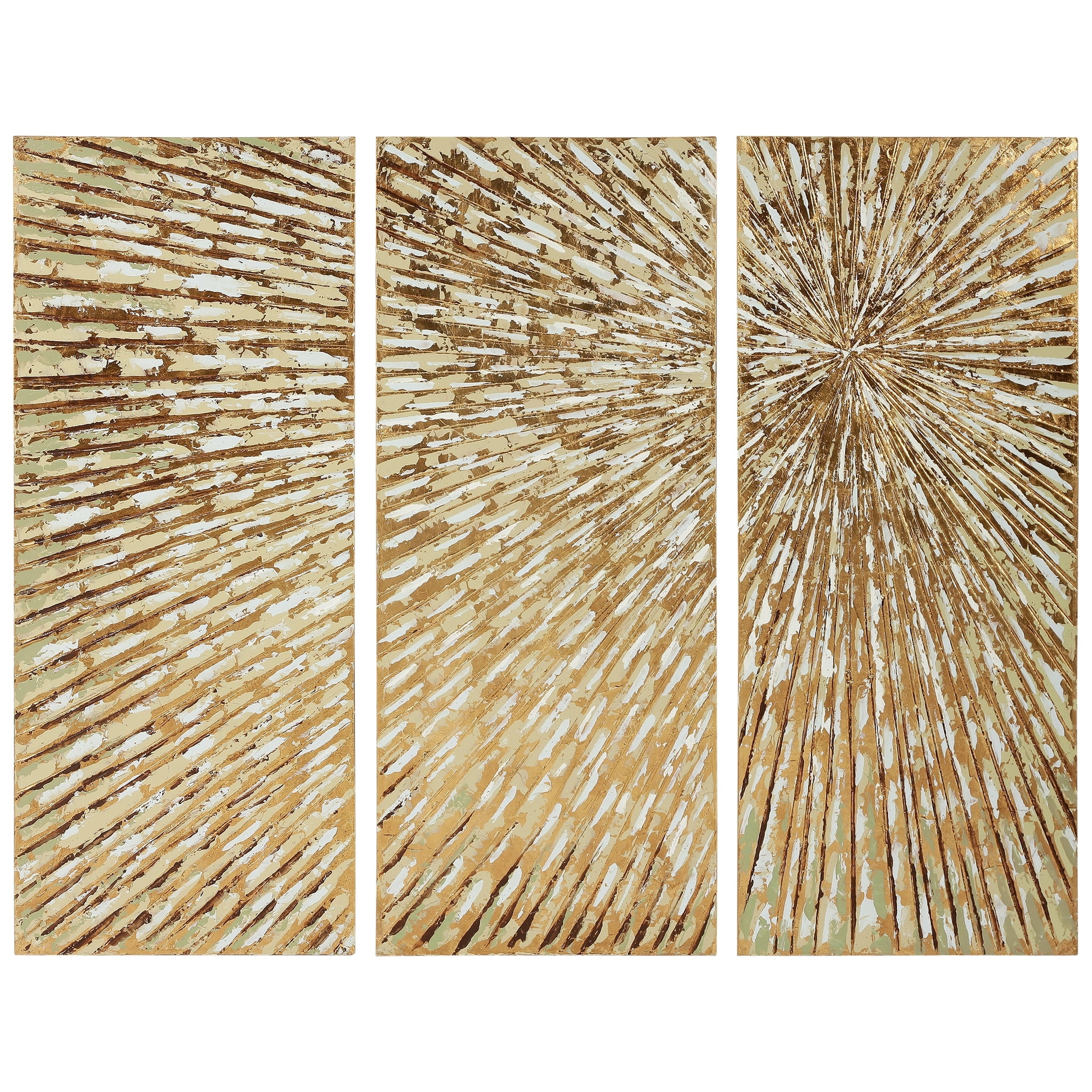 Sunshine Abstract Hand Painted Canvas Wall Art, Set of 3, by Martin Edwards, 48 " x 20 " each.