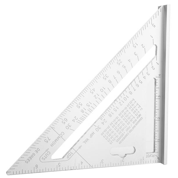 Rapporteur d'angle de 7/12 pouces, outil carré de menuiserie, alliage d'aluminium, règle de mesure triangulaire, vitesse, calcul carré, outils de travail