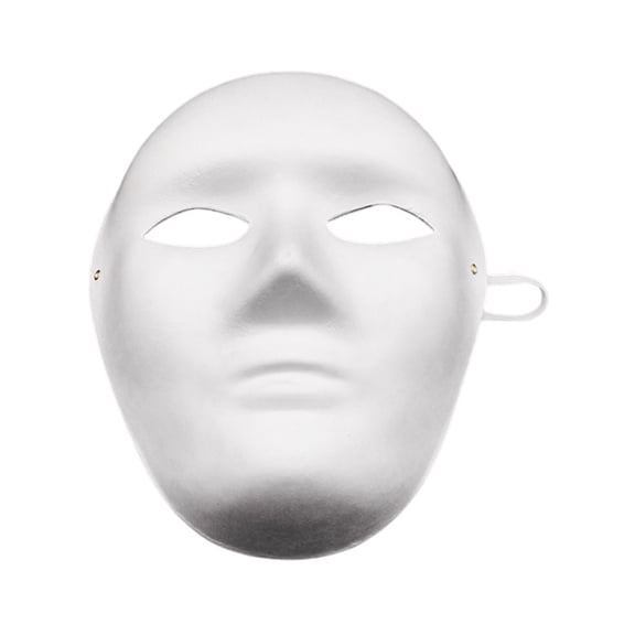 Leeye Halloween DIY Man Face Mask, Blank White Male Studded Paper Mask for Painting Craft Cosplay Masquerade Party, White