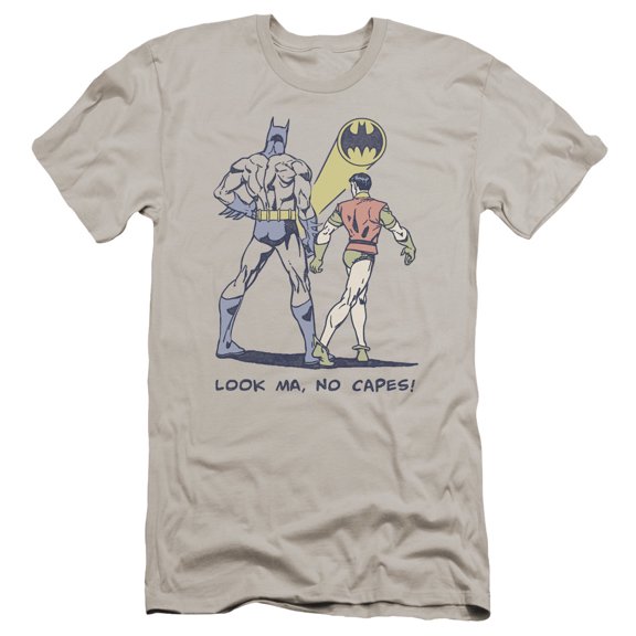 DC Comics No Capes Premium Canvas Adult Slim Fit 30/1 T-Shirt Silver