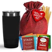 Bellina Tea Gift Baskets for Women and Men - Valentines Day - Insulated Tumbler, 20 Premium Teas, 10 Honey Straws, Gift Tag & Bag