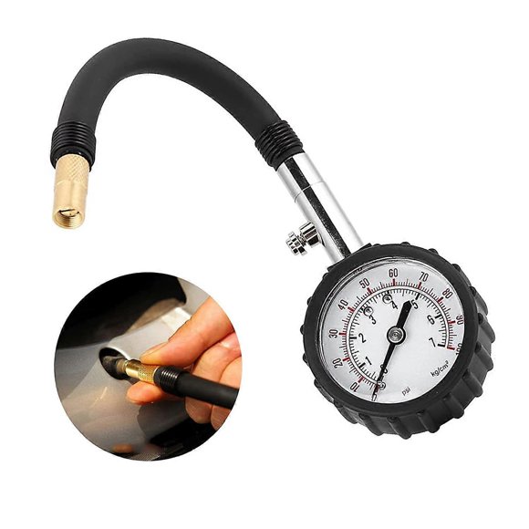 Tire Pressure Tester Car Tire Pressure Gauge Monitoring Tire Pressure Gauge Manometer with Flexible Air Hose for Car, Bike and Motorcycle, Automotive